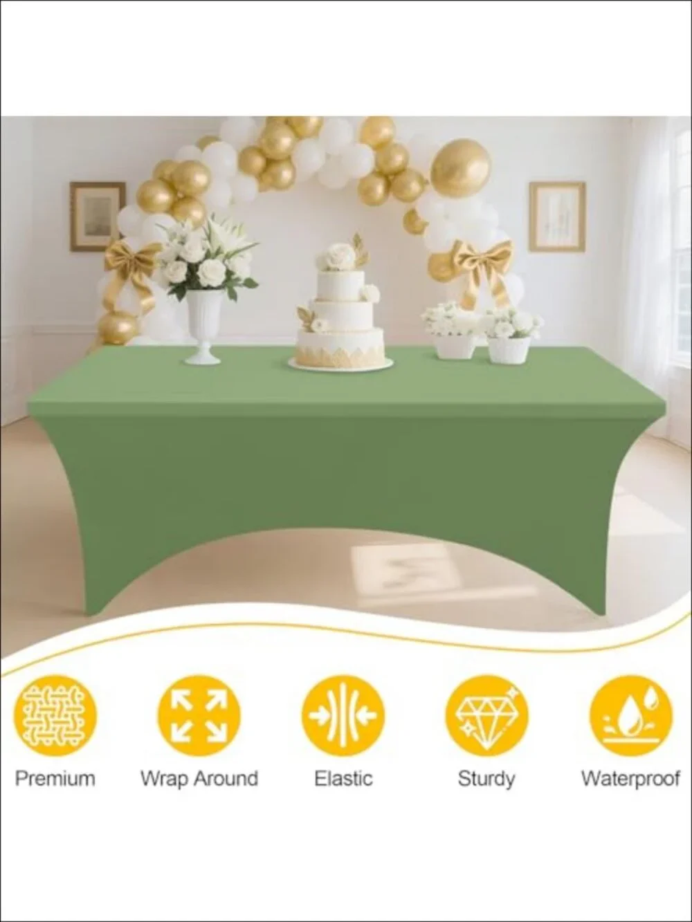2 Pack Spandex Table Cloth 6FT Elastic Fitted Rectangular Tablecloth